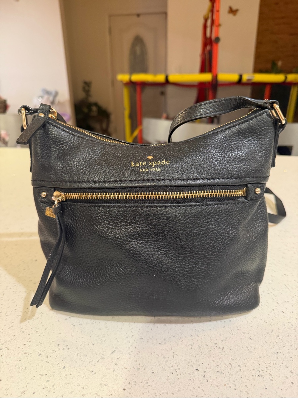 Small kate spade cobble hill Ellen pebble leather crossbody bag black
